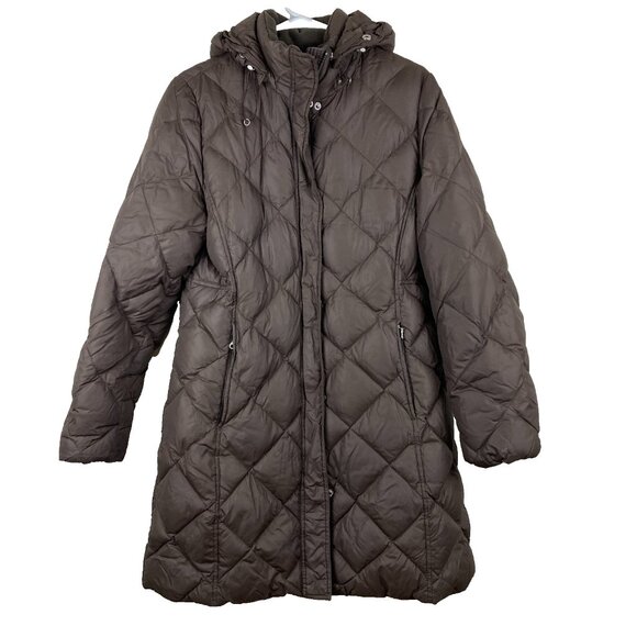 Eddie Bauer Womens L 700 Down Fill Hooded Winter Long Parka Puffer Warm Jacket - Picture 1 of 9